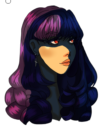 girl with red eyes and cross earring